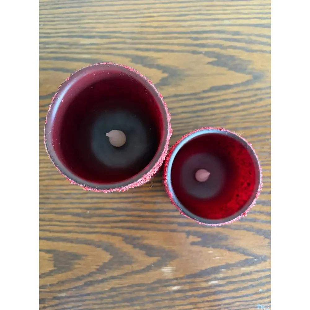 Beaded Shiny Red Decorative Flickering Flameless Battery Operated Candles 2PK